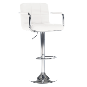 Barová stolička, biela ekokoža/chróm, LEORA 2 NEW, R1, rozbalený tovar