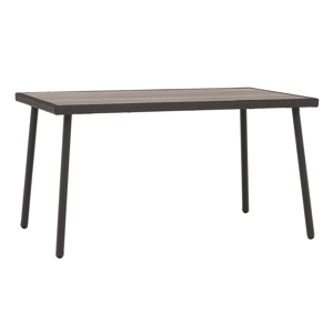 Záhradný stôl, hnedá, oceľ/ratan/artwood, 140x82 cm, KASIN RP1, rozbalený tovar