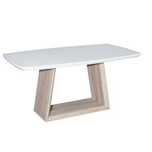 Jedálenský stôl, biela 160x90 cm, lesk HG/dub sonoma, BARTO