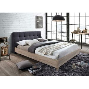 Manželská posteľ s roštom, 160x200, sivá/dub sonoma, LORAN