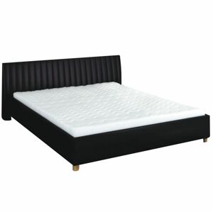 Manželská posteľ, ekokoža čierna, 160x200, DREAM