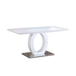 Jedálenský stôl, biela vysoký lesk/oceľ, ZARNI P2, poškodený tovar