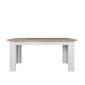 Jedálenský rozkladací stôl, biela/dub kamenný, VERLA 160/210, poškodený tovar