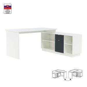 Písací stôl, biela/sivá, DALTON NEW VE 02
