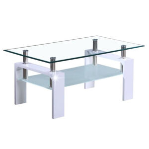 Konferenčný stolík, biela extra HG/sklo, LIBOR NEW R1,  rozbalený tovar