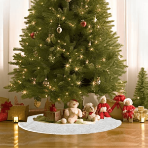 Umelá kožušina pod vianočný stromček, biela, 90x90, RABITO