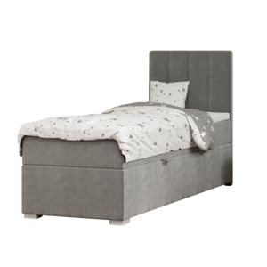 Boxspringová posteľ, jednolôžko, sivá, 80x200, pravá, AMIS