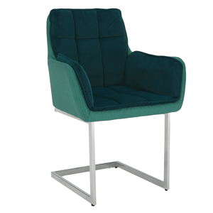 Jedálenská stolička, smaragdová Velvet látka/látka, CHIMENA RP1, rozbalený tovar