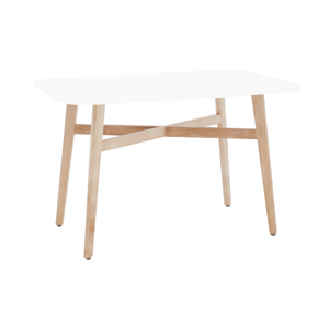 Jedálenský stôl, biela/prírodná, 120x80 cm, CYRUS 2 NEW RP1, rozbalený tovar
