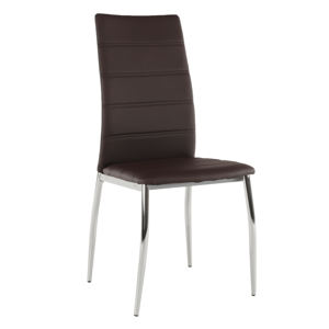 Jedálenská stolička, ekokoža hnedá/chróm, DELA R1, rozbalený tovar