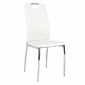 Jedálenská stolička, ekokoža biela/chróm, ERVINA, poškodený tovar