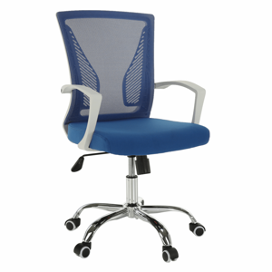 Kancelárske kreslo, modrá/biela/chróm, IZOLDA R1, rozbalený tovar