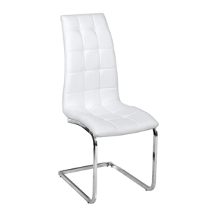 Jedálenská stolička, biela ekokoža, chróm, DULCIA P1, poškodený tovar