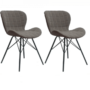 2 kusy, dizajnová stolička, béžová/hnedá, LORANA