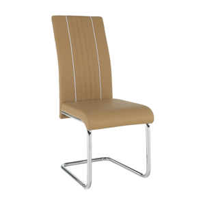 Jedálenská stolička, ekokoža béžová/biela/chróm, LESANA, rozbalený tovar