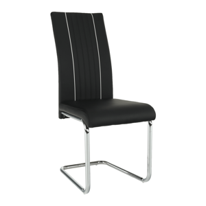 Jedálenská stolička, ekokoža čierna/biela/chróm, LESANA R1, rozbalený tovar