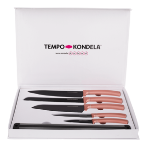 TEMPO-KONDELA-LONAN, sada nožov s magnetickým držiakom, 6 ks, rose gold RP1, rozbalený tovar