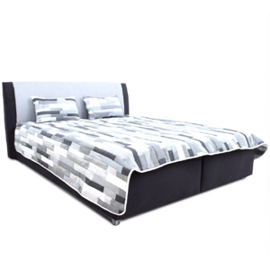 Manželská posteľ, čierna/tmavosivá/vzor, 160x200, DESIM
