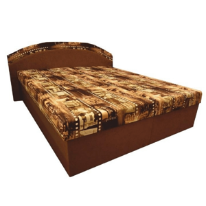 Manželská posteľ, s molitánovými matracmi, hnedá/vzor, PETRA P1, poškodený tovar