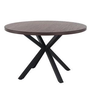 Jedálenský stôl, tmavý dub/čierna, priemer 120 cm, MEDOR P1, poškodený tovar