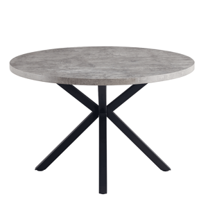 Jedálenský stôl, betón/čierna, priemer 120 cm, MEDOR R1, rozbalený tovar