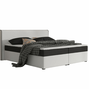 Komfortná posteľ, čierna látka/biela ekokoža, 160x200, NOVARA MEGAKOMFORT VISCO