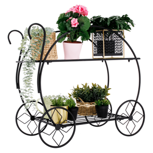 Retro stojan na kvety, vozík, čierna, ODRIO RP1, rozbalený tovar