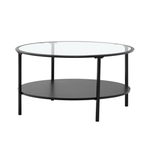 Konferenčný stolík, čierna/sklo/kov, PARLAN