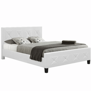 Manželská posteľ s roštom, ekokoža biela, 160x200, CARISA R1, rozbalený tovar