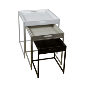 Príručné stolíky, set 3 ks biela/sivá/čierna, BARTON R1, rozbalený tovar