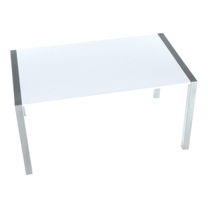 Jedálenský stôl, rozkladací, MDF/kov, biela extra vysoký lesk HG/strieborná, DARO P2, poškodený tovar
