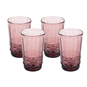Vintage poháre na vodu, 4ks, 350ml, červená, SAVOY TYP 1