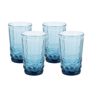 Vintage poháre na vodu, 4ks, 350ml, modrá, SAVOY TYP 1