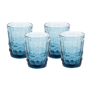 Vintage poháre na vodu, 4ks, 240ml, modrá, SAVOY TYP 2