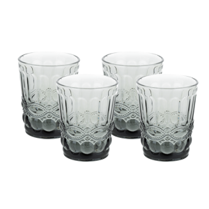 Vintage poháre na vodu, 4ks, 240ml, sivá, SAVOY TYP 2