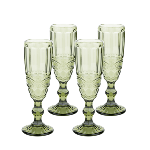 Vintage poháre na šampanské, 4ks, 150ml, zelená, SAVOY TYP 4