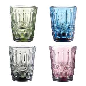 Farebné vintage poháre na vodu, 4ks, 240ml, SAVOY TYP 2
