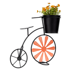 Retro kvetináč v tvare bicykla, bordová/čierna, SEMIL RP1, poškodený tovar
