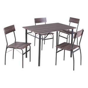 Jedálenský set, stôl a stoličky, hnedá/čierna, GIROL SET 1+4, poškodený tovar