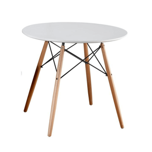 Jedálenský stôl, biela/buk, priemer 90 cm, GAMIN NEW 90