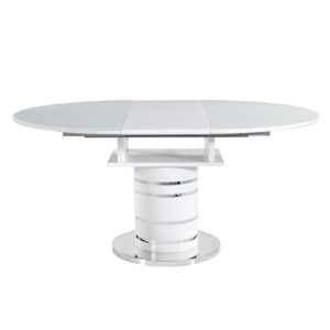 Jedálenský stôl rozkladací, biela vysoký lesk HG, ZAMON, rozbalený tovar