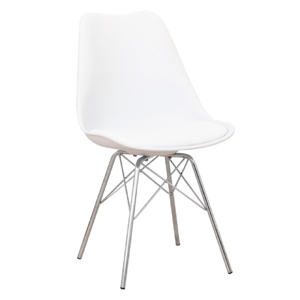 Dizajnová stolička, biela/chróm, TAMORA, poškodený tovar