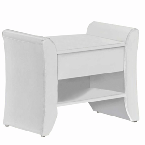 Nočný stolík, biela ekokoža, BOLTON R1, rozbalený tovar
