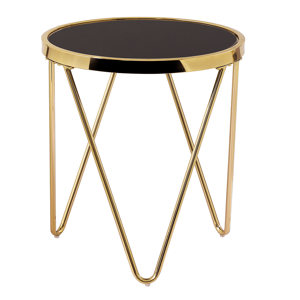 Príručný stolík, gold chróm zlatá/čierna, VALERO