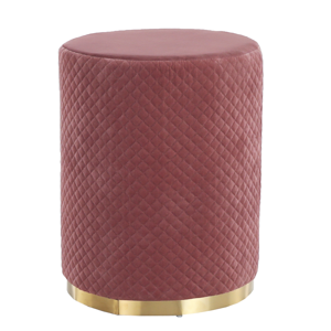 Taburet, ružová Velvet látka/zlatý náter, BARICA R1, rozbalený tovar