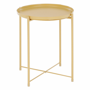 Príručný stolík s odnímateľnou táckou, žltá, TRIDER R1, rozbalený tovar
