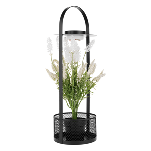 Dekoračný stojan s kvetináčom, LED osvetlenie, 58,5 cm, s umelou kvetinou, VELOM TYP 2 RP1, rozbalený tovar
